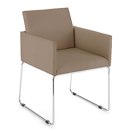Wink Design Ellon Taupe - Juego de 2 sillas con reposabrazos Silla, Color Gris, Cromo, 55 x 60 x 80 cm