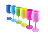 SILICLASS Silicone Wine Glasses With Stem - set of 6 Unbreakable Outdoor Wine Glasses - BPA free - Great Gift idea - Dishwasher safe - For Travel, Camping, Picnic, Pool, Beach, Yacht, Parties