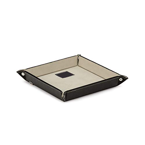 Bey-Berk Black Leather Valet Tray with Wireless Charger