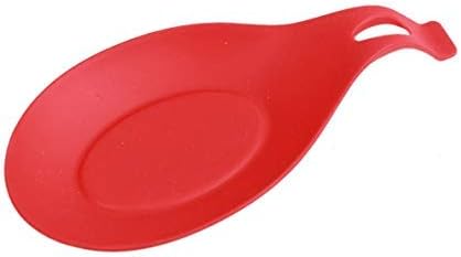 Flexible Silicone Spoon Rest by Divine Domicile | Spoon Rests for Kitchen | Spoon Holder | Silicone Utensils | Ladle Holder | Spoon Holder for Kitchen | Utensil Rest | Kitchen Spoon Rest (Red, 1)