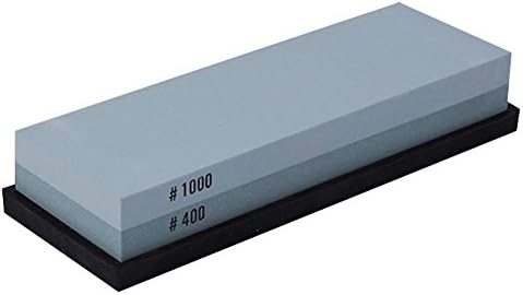Sharpening Stone, Double Side Coarse/Fine 400/1000 Grit Corundum Whetstone with Non-slip Silicone Base,Best Kitchen Knife Scissor Sharpener WT010
