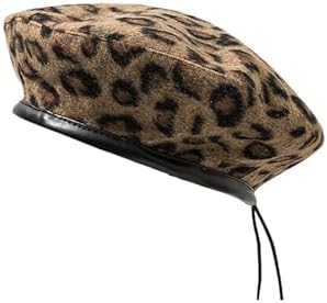 IHAUIUE Leopard Print Beret Hat Animal Cheetah Pattern French Hats
