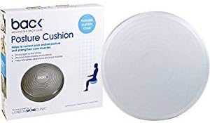 BACK Inflated Posture Wobble Cushion (with Cushion Cover) Stability Balance Disc - Encourages Active Sitting, Strengthening The Core & Improving Posture (Silver)