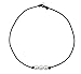 Wiw Pearl Choker for Women with 3 Simple AA Quality Freshwater Beads Necklace on Leather Cord Handmade Jewelry (Black 16
