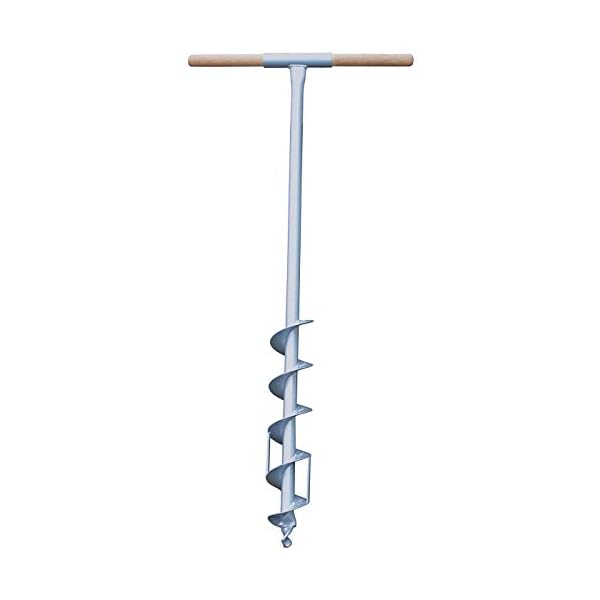 Ryom Erdlochbohrer 110cm Lang 9cm Durchmesser - max. Lochtiefe 80cm - Eisen mit Holzgriff