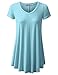 URBANCLEO Womens V-Neck Elong Tunic Top Mini T-Shirt Dress LtBlue Large