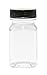 Baire Bottles - Clear Empty Plastic Square Jars, 8 Ounce, 6-Pack - Black Lids - Kitchen Organization, Craft Room, Garage, Travel, Wedding and Party Favors, USA - Includes One 2 Ounce Matching Bottle