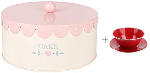 LHH L079X Pink Metal Biscuit Storage Tin Canister/Cookie Jar/Home Kitchen Gifts/Container With Lace Lid