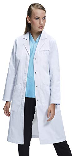 Dr. James Women's Lab Coat, Classic Fit, Multiple Pockets, White, 39 Inch Length US 2