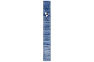 A&S MEZUZOT Aluminum Mezuzah Case with 3D Painted Shin Design Easy Peel and Stick Judaica Door Mezuzah for Parchment Scroll (Blue/White, 6 Inches)