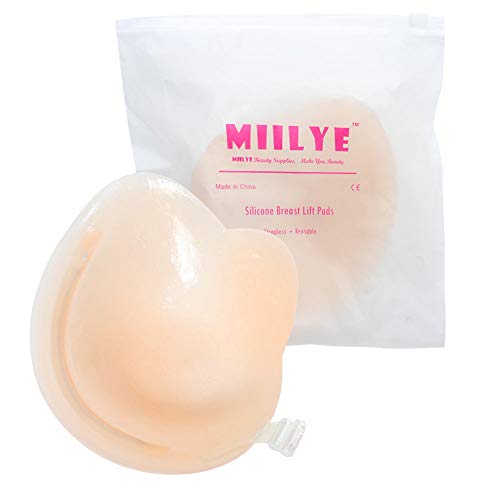 MIILYE Invisible Push up Adhesive Bra [Skin-friendly][Built-in Rims] Breast Boobs up Nipple Petal Pasties Bust Shaping Cleavage Enhancer for Cup A/B/C/D (Strapless/Backless), Silicone (Size D) - Thumbnail 6