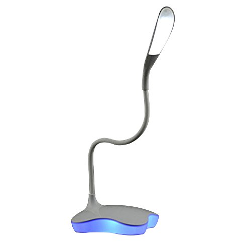 AENMIL New Clover Creative 18 LED Eye Protection Desk Lamp USB Charging 3 Level Adjustable Brightnes Bedside Reading Table Light for Kids Children - White + blue nightlight