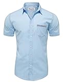 Tom's Ware Mens Casual Chest Pocket Short Sleeve Button Down Shirts TWCMS06-SKYBLUE-US M