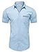TAM WARE Mens Casual Chest Pocket Short Sleeve Button Down Shirts TWCMS06-SKYBLUE-US M