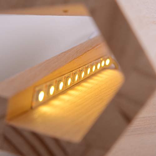 Arturesthome Creative Solid Wood Table Lamp, Dimmable Warm Light, Led Wooden Desk Lamp, Bedroom Night Lights, Beside Desk Accessories Lighting, Unique Home Decor, Winter Holiday Gift (14 inch)