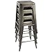 Furmax High Backless Silver Indoor-Outdoor Counter Height Stackable Bar Stools, Set of 4, Gun Metal