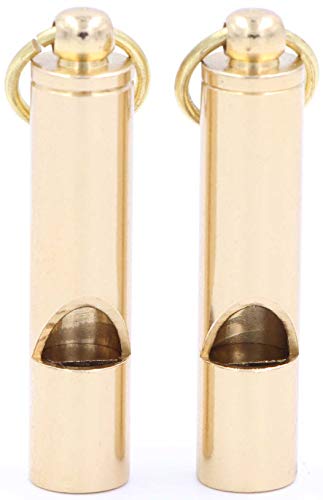 LeBeila Brass Metal Emergency Whistles - 2 PCS Adults/Kids Outdoor Loud Sound Survival Kit Lifeguard Safety Whistle Keychain with Keyring for Camping Dog Train Couching Boating Hunting, Party Favors