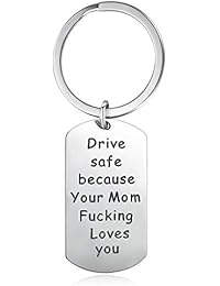 Birthday Gifts from Mom Dad for Daughter Son Drive Safe Keychains