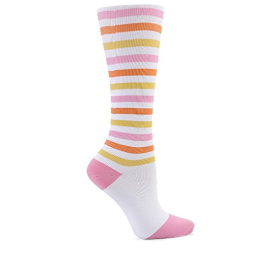 Nurse Mates Women's 12-14 mmHg Compression Trouser Sock Pink Stripe