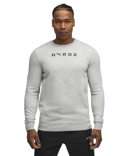 M x HYROX HEAVYweight Cuello Redondo Gris Claro Jaspeado