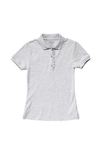 French Toast Little Girls' Toddler Short Sleeve Ruffle Polo, Grey, 2T