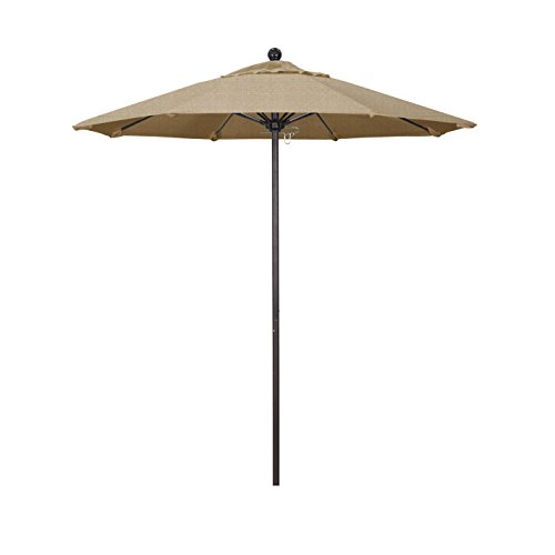California Umbrella 7.5' Round Aluminum/Fiberglass Umbrella, Push Open, Bronze…
