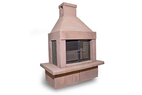Legends Direct Mirage Stone Outdoor Fireplace - 3 Screen Door Design for Patio or Yard - Fire Place Screen Covers Keep Embers from Escaping - Great for Wood Burning, Charcoal or Gas (Taupe)