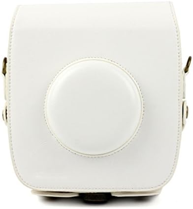 PU Leather Case Camera Protective Bag Classic Style with Adjustable Shoulder Strap for Fujifilm Instax Square SQ10 Instant Camera (White)