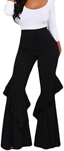 DoufineWomen Doufine Women High Waist Mulit Color Sexy Flouncing Casual Push-Up Bell-Bottoms Black M