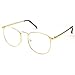 PenSee Oversized Circle Metal Eyeglasses Frame Inspired Horned Rim Clear Lens Glasses (Gold)