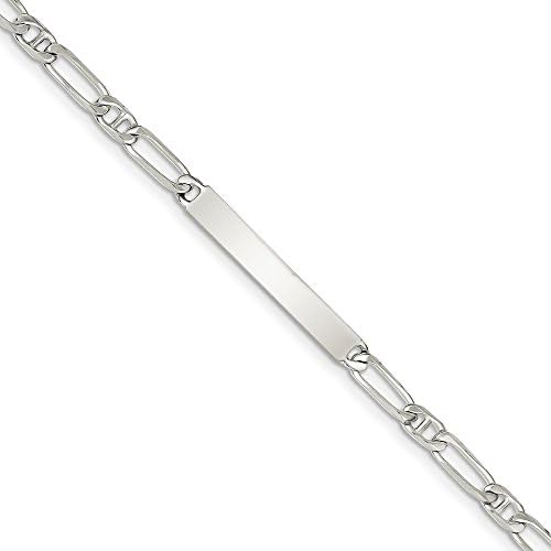 Sterling Silver 8inch Polished Engraveable Anchor Link ID Bracelet Length 8"