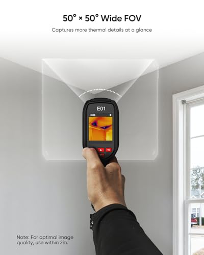 HIKMICRO E01 Thermal Camera with Laser Pointer, SuperScene Smart Scene Recognition, 240 x 240 SuperIR Resolution, Portable Infrared Thermal Imaging Camera with 11h Runtime, -20℃~400℃ Thermal Imager
