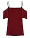 ZANZEA Womens Cold Shoulder Tops Sexy Casual Summer T Shirt Tee Short Ruffle Sleeve Spaghetti Strap Blouses Wine Red US 4