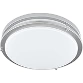 Good Earth Lighting Jordan 14-inch LED Flush Mount – Satin Nickel, Dimmable, 1700 Lumen, 3000K, 50,000 Hour Rated Lamp Life