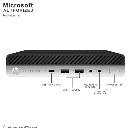 HP EliteDesk 800 G3 Mini computadora de computadora, Paquete de Monitor FHD de 27 Pulgadas PC Set, Core i5-6500T Desktop PC, 8 GB de RAM, 256 GB SSD, Teclado y Mouse, Win 11 Pro (Reacondicionado)