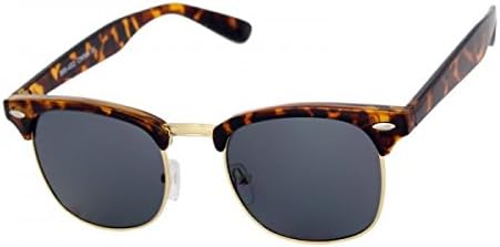 Klover Clubmaster Horn Rimmed Retro Sunglasses (Brown)