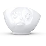 FIFTYEIGHT PRODUCTS TASSEN Porcelain Bowl, Sulking Face Edition, 16 oz. White, (Single Bowl) for Serving Cereal, Soup