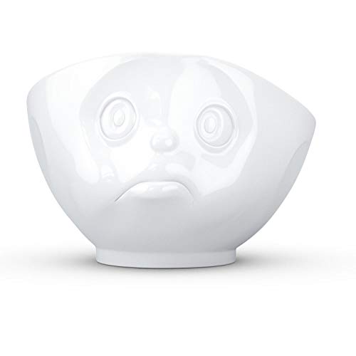 FIFTYEIGHT PRODUCTS TASSEN Porcelain Bowl, Sulking Face Edition, 16 oz. White, (Single Bowl) for Serving Cereal, Soup
