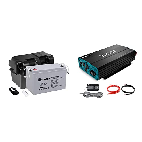 Renogy 12V 100Ah Deep Cycle AGM Battery w/Battery Box for RV, Solar