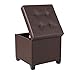 SONGMICS 15 x 15 x 15 Inches Storage Ottoman Cube With Hinged Lid Footrest Stool Coffee Table, Holds Up to 660lb, Faux Leather, Brown