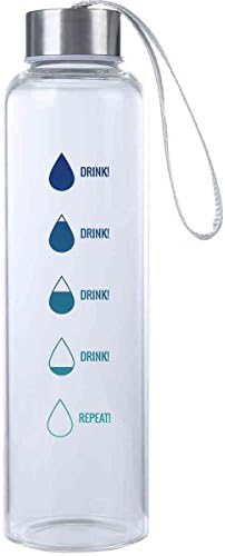 "Drink, Drink, Drink" Inspirational Fitness Water Bottle, Workout Glass Bottle, BPA Free, Glass, Laugh Everywhere With This 20 oz. Trendy Water Bottle!