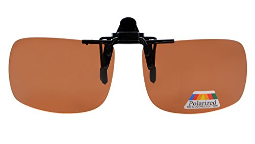 Eyekepper Rectangular Flip up Polarized Clip-on Sunglasses Brown