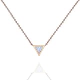 PAVOI 14K Gold Plated Triangle Bezel Set Pink/White/Green/Blue Created Opal Necklace 16-18