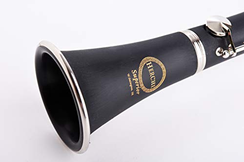 Herche Superior Bb Clarinet M2 - Best for Students - Durable Nickel-Plated Keys - All Clarinet Accessories Included: Plush Lined Case, Treated Pads, Cork Grease, Clarinet Swabs and #2 Rico Reeds