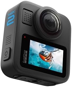 MAX2 - Action camera tradizionale + impermeabile a 360° con touch screen, video sferici 8K, foto a 360° da 29 MP, lenti facilmente sostituibili, stabilizzazione HyperSmooth, 6 microfoni