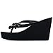 IDIFU Women's Sweet Flowers Wedge Platform Thong Sandals Flip Flops with Heels