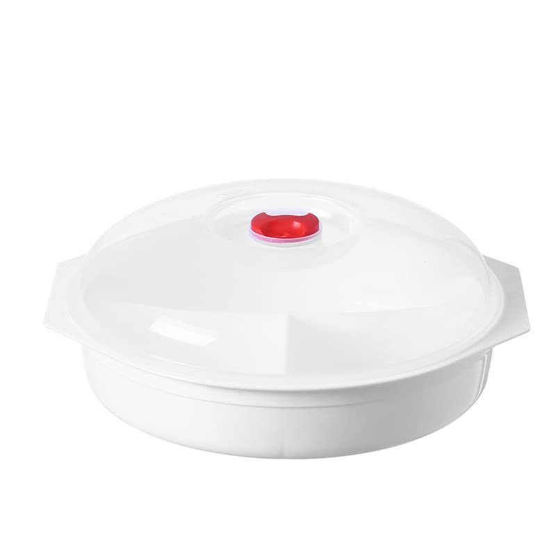 MVSR 1pcs Microwave Bowls With Vented Lids Microwave Containers - BPA-Free - Dishwasher, Freezer Safe, 1L-White/Clear