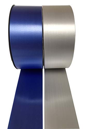 INERRA Ribbon Multipack - 2 x 100 Yard Rolls (Royal Blue & Silver) Wedding Flowers Gift Decoration & Christmas