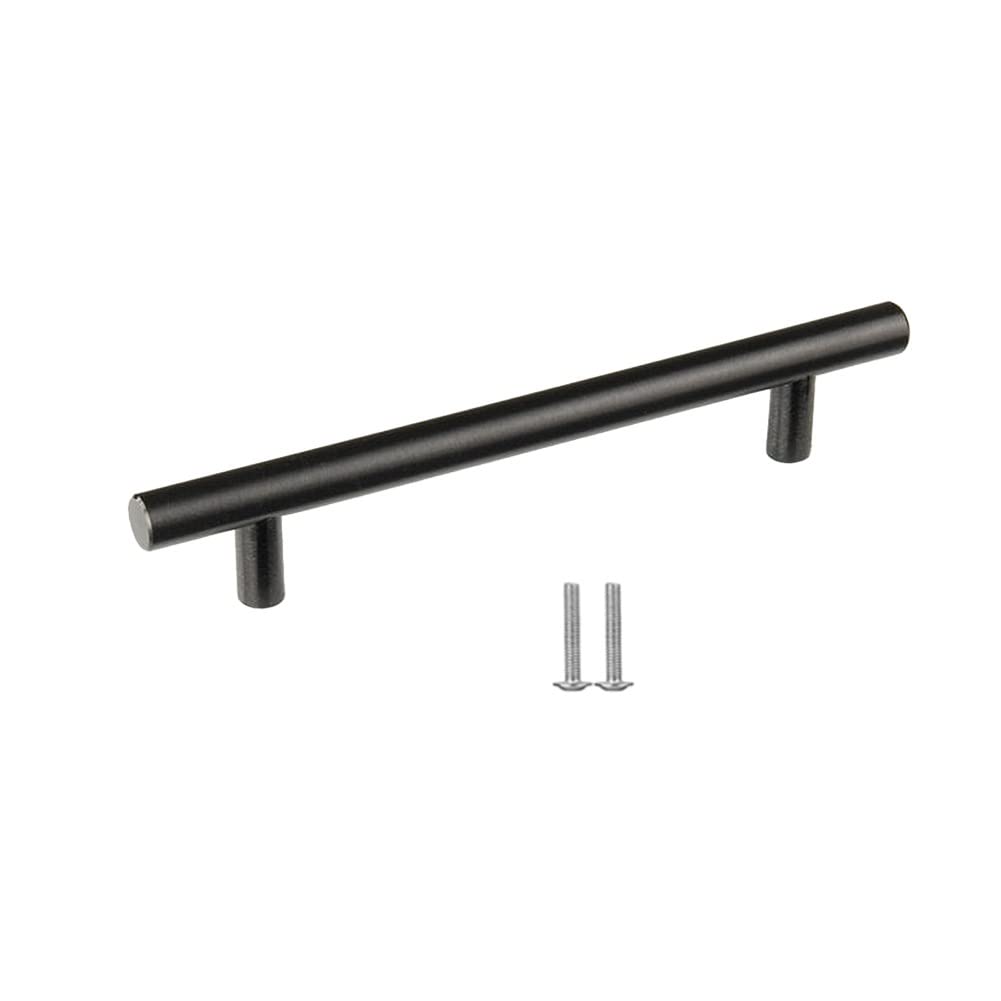 SYDARSYN Cupboard Handles, 6 Pack Black Cabinet Handles 96mm, Stainless Steel T Bar Door Handles for Wardrobe Drawer Furniture (Screws Included)