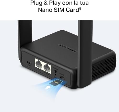 MB113-4G Router WiFi con Sim, Wifi Portatile, 2 Antenne Pieghevoli, 4G LTE Wireless N300Mbps,Porta LAN+ Porta LAN/WAN, USB-C, Ricarica da Power Bank, VPN（Client/Server）, SMS, APP, Plug&Play